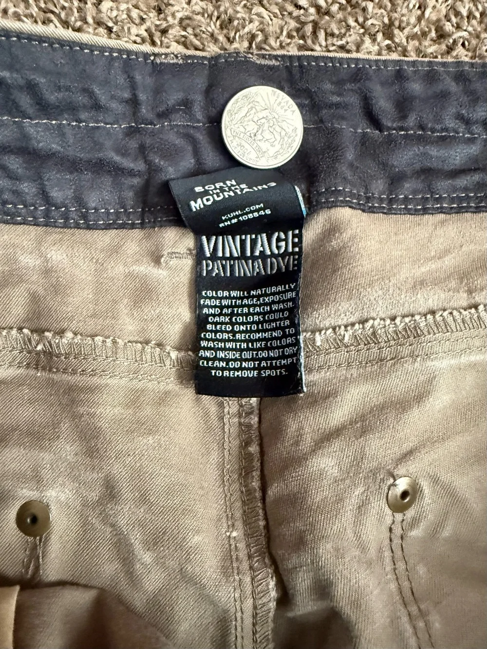 Kuhl Rydr Vintage Patina Dye Pants Tan Men’s 34x30 Outdoor Hiking Canvas Heavy